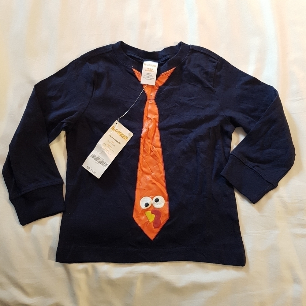 Gymboree boys 18-24 months blue shirt with turkey tie print design NWT Outlet